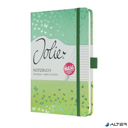 Jegyzetfüzet, exkluzív, 135x203 mm, vonalas, 87 lap, keményfedeles, SIGEL "Jolie" Butterfly Confetti, lime