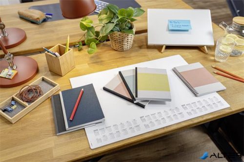 Spirálfüzet, A5, kockás, 80 lap, puhafedeles, SIGEL 'Quicknote', kék-szürke