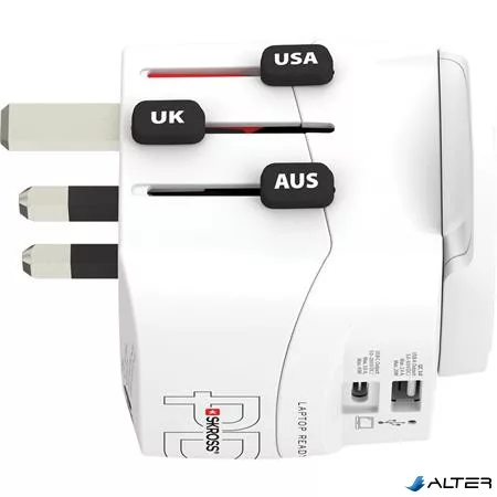 Adapter, világutazóknak, 1xUSB-A, 1xUSB-C PD, 45W, USB-C kábel, SKROSS