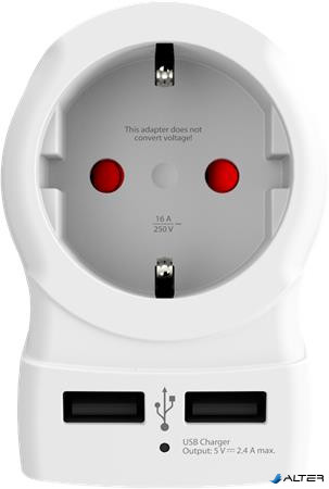 Adapter, Egyesült Királyságba utazóknak, USB, földelt, SKROSS