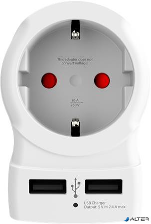Adapter, Egyesült Államokba utazóknak, USB, földelt, SKROSS