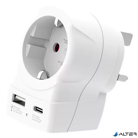 Adapter, Egyesült Királyságba utazóknak, USB-C + USB-A, SKROSS