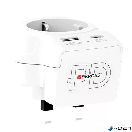 Adapter, Egyesült Királyságba utazóknak, USB-C + USB-A, SKROSS