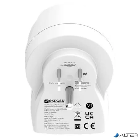 Adapter, Egyesült Államokba utazóknak, USB-C + USB-A, SKROSS