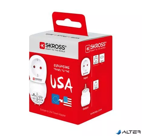 Adapter, Egyesült Államokba utazóknak, földelt, SKROSS