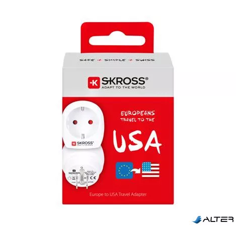 Adapter, Egyesült Államokba utazóknak, földelt, SKROSS