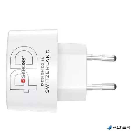 Hálózati töltő, 1xUSB-A, 1xUSB-C, PD, 45W, GaN, USB-C kábel, SKROSS