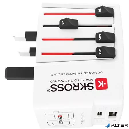 Hálózati töltő, világutazóknak, 1xUSB-A, 1xUSB-C PD, 65W, USB-C kábel, SKROSS