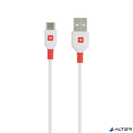 Töltőkábel, USB-A/USB-C, 1,2m, SKROSS, fehér