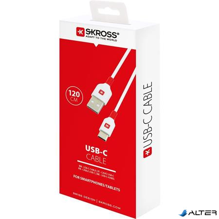 USB kábel, USB-A - USB-C, 1,2m, SKROSS, fehér