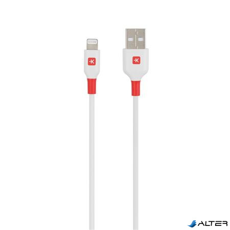Töltőkábel, USB-A/Lightning (Apple),  1,2m, SKROSS, fehér