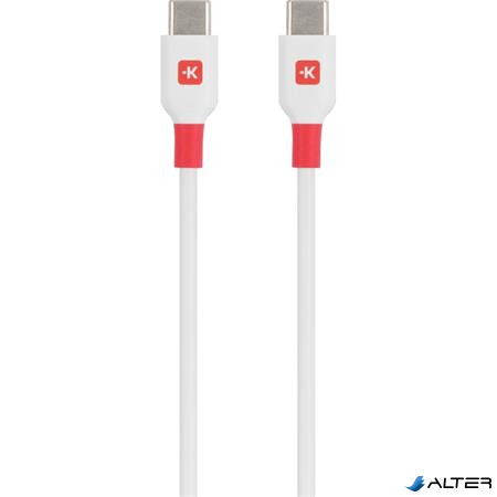 Töltőkábel, USB-C/USB-C, 1,2m, SKROSS, fehér
