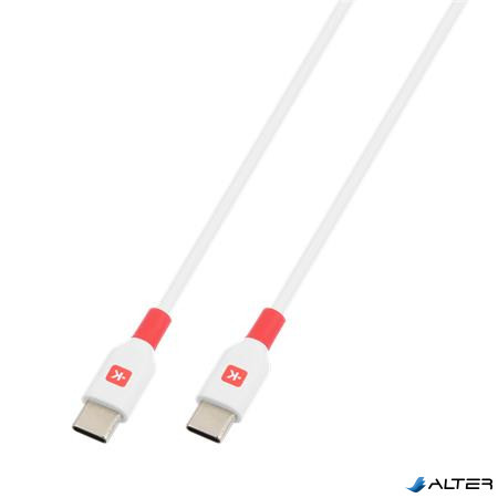 Töltőkábel, USB-C/USB-C, 2m, SKROSS, fehér
