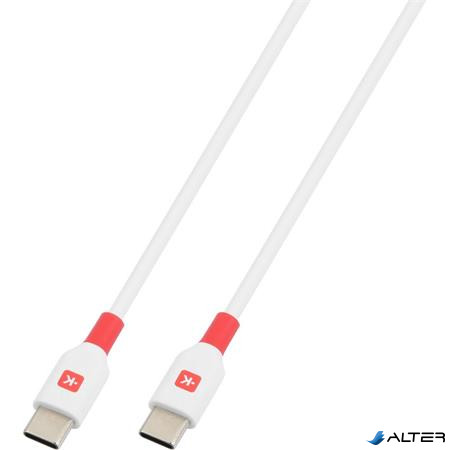 Töltőkábel, USB-C/USB-C, gyorstöltés, 1,2m, SKROSS, fehér