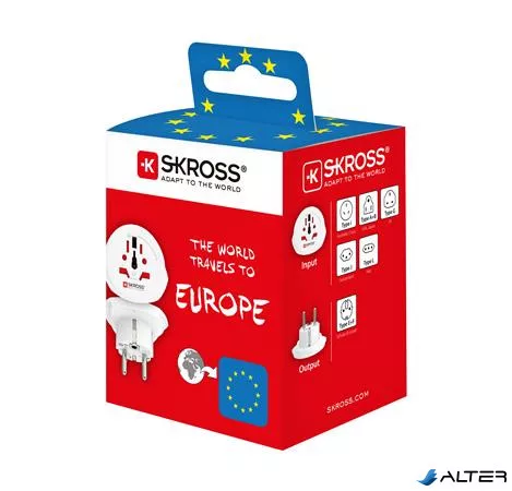 Adapter, Európába utazóknak, földelt, SKROSS