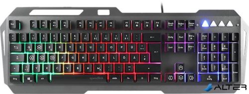 Billentyűzet, vezetékes, gaming, fém, USB, HUN, SPEEDLINK "LUNERA RGB Rainbow", fekete