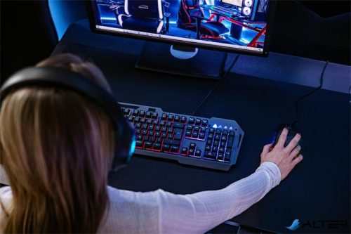 Billentyűzet, vezetékes, gaming, fém, USB, HUN, SPEEDLINK "LUNERA RGB Rainbow", fekete