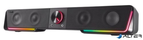 Hangszóró, 12W, 2x3.5 mm jack + USB-A, SPEEDLINK "GRAVITY RGB Stereo Soundbar", fekete