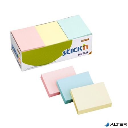 Öntapadó jegyzettömb, 38x51 mm, 12x100 lap, STICK N, pasztell színek