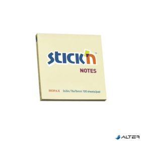   Öntapadó jegyzettömb, 76x76 mm, 100 lap, STICK N, pasztellsárga