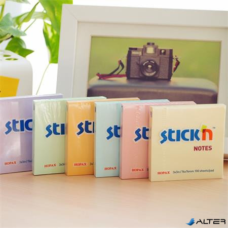 Öntapadó jegyzettömb, 76x76 mm, 100 lap, STICK N, pasztellsárga