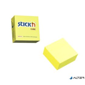 Öntapadó kockatömb, 76x76mm, 400 lap, STICK N, neonsárga