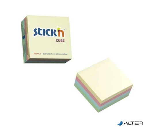 Öntapadó kockatömb, 76x76mm, 400 lap, STICK N, pasztell szivárvány