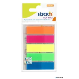   Jelölőcímke, műanyag, 5x25 lap, 45x12 mm, STICK N, neon színek