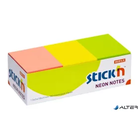   Öntapadó jegyzettömb, 38x51 mm, 12x100 lap, STICK N, neon színek