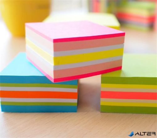 Öntapadó jegyzettömb, 51x51 mm, 250 lap, STICK N, neon színek