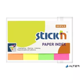   Jelölőcímke, papír, 4x50 lap, 50x20 mm, STICK N, neon színek