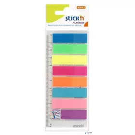   Jelölőcímke, műanyag, 8x25 lap, 45x12 mm, STICK N, neon színek