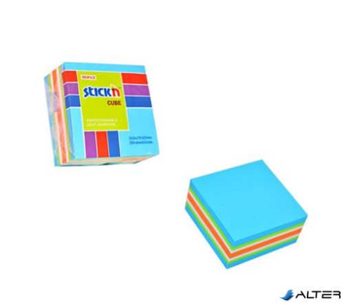 Öntapadó jegyzettömb, 51x51 mm, 250 lap, STICK N, neon kék