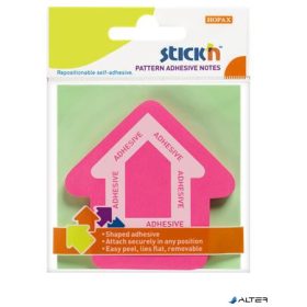   Öntapadó jegyzettömb, nyíl alakú, 70x70 mm, 50 lap, STICK N, magenta