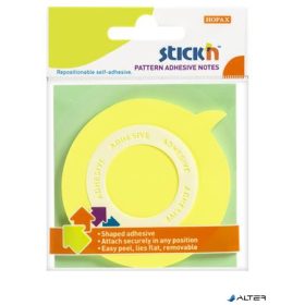   Öntapadó jegyzettömb, buborék alakú, 70x70 mm, 50 lap, STICK N, sárga