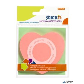   Öntapadó jegyzettömb, szív alakú, 70x70 mm, 50 lap, STICK N, rózsaszín