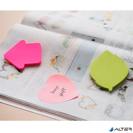 Öntapadó jegyzettömb, szív alakú, 70x70 mm, 50 lap, STICK N, rózsaszín