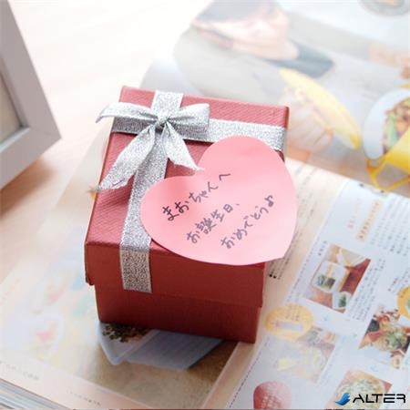 Öntapadó jegyzettömb, szív alakú, 70x70 mm, 50 lap, STICK N, rózsaszín