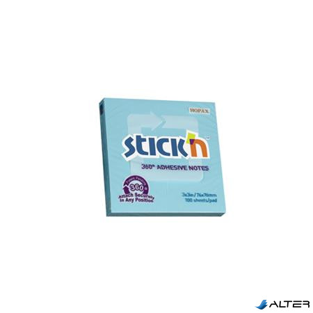 Öntapadó jegyzettömb, 76x76 mm, 100 lap, STICK N „360°, kék