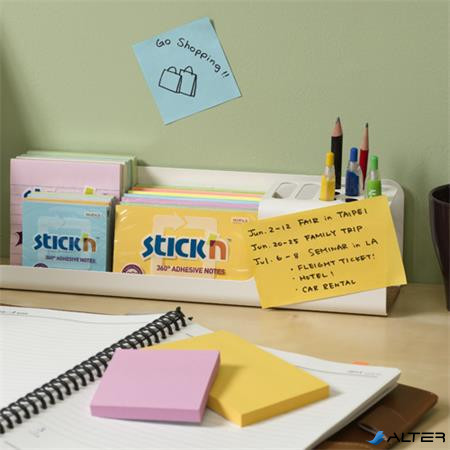 Öntapadó jegyzettömb, 76x127 mm, 100 lap, STICK N „360°”, kék