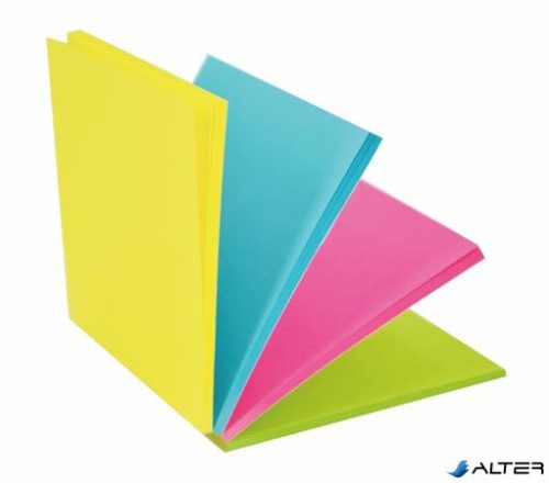 Öntapadó jegyzettömb, 76x76 mm, 100 lap, STICK N 'Magic Pad' neon színek