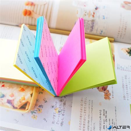 Öntapadó jegyzettömb, 76x76 mm, 100 lap, STICK N 'Magic Pad' neon színek