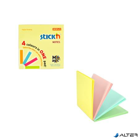 Öntapadó jegyzettömb, 76x76 mm, 100 lap, STICK N 'Magic Pad' pasztell színek