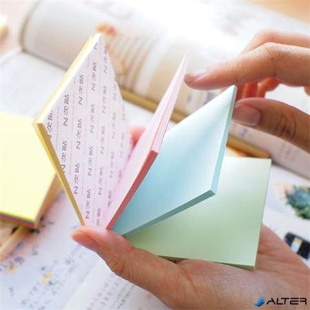 Öntapadó jegyzettömb, 76x76 mm, 100 lap, STICK N 'Magic Pad' pasztell színek