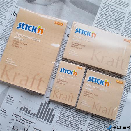 Öntapadó jegyzettömb, 76x127 mm, 100 lap, STICK N "Kraft Notes", barna