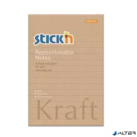   Öntapadó jegyzettömb, vonalas, 150x101 mm, 100 lap, STICK N "Kraft Notes"
