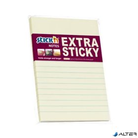   Öntapadó jegyzettömb, vonalas, 150x101 mm, 90 lap, STICK N "Extra Sticky", pasztellsárga