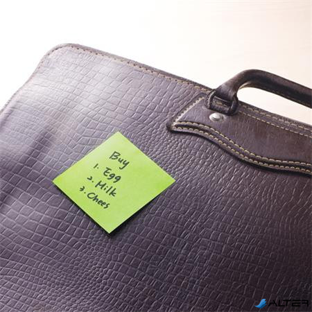 Öntapadó jegyzettömb, 76x76 mm, 90 lap, STICK N "Extra Sticky", neon sárga