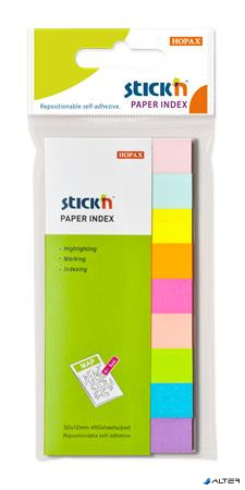 Jelölőcímke, papír,  9x50 lap, 50x12 mm, STICK N, neon és pasztell mix