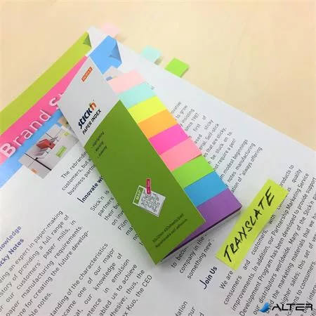 Jelölőcímke, papír,  9x50 lap, 50x12 mm, STICK N, neon és pasztell mix